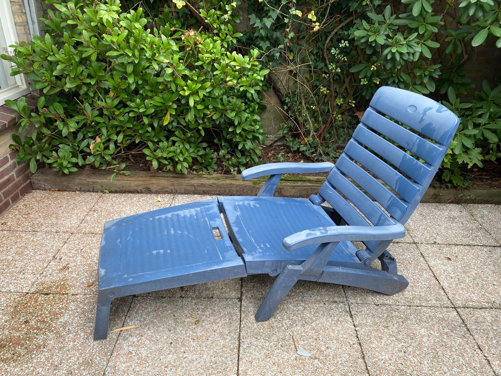 Hartman ligbed blauw met kussen, Tuin en Terras, Ophalen, Gebruikt, Kunststof, Verstelbaar