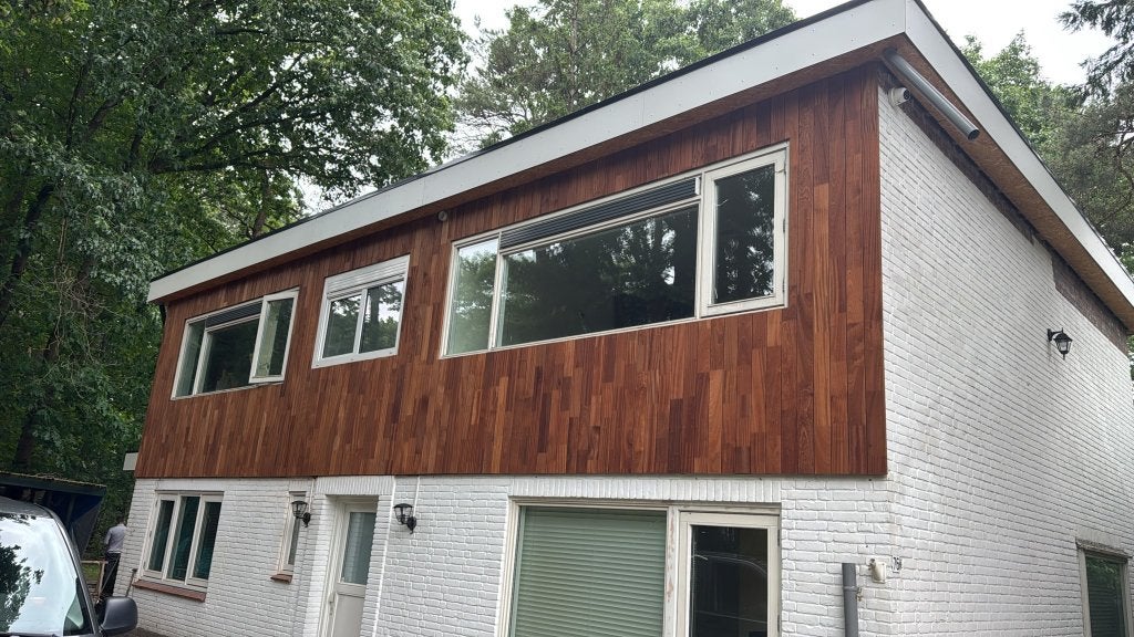 Hardhouten gevelbekleding - €3,- per meter, Ophalen, 25 tot 50 mm, Nieuw, Plank