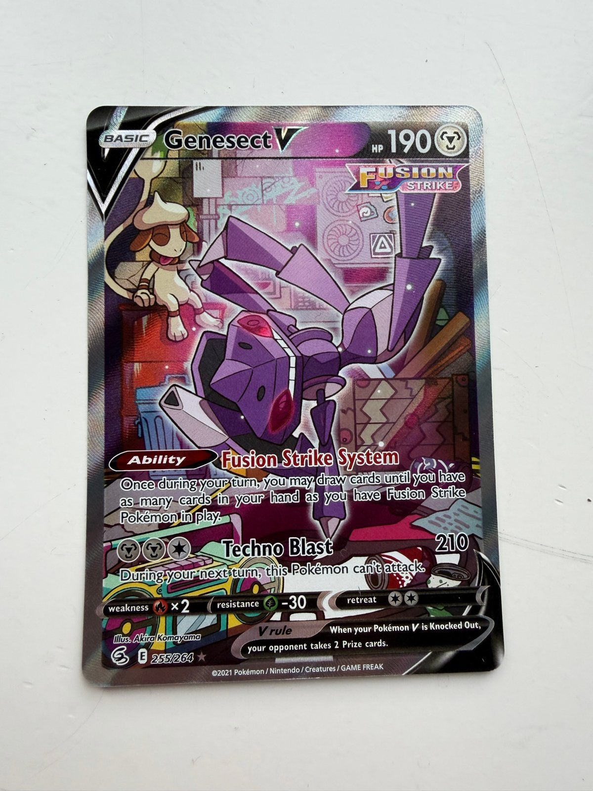 Genesect V Fusion Strike Pokémon Kaart 255/264, Ophalen of Verzenden, Zo goed als nieuw, Losse kaart, Foil