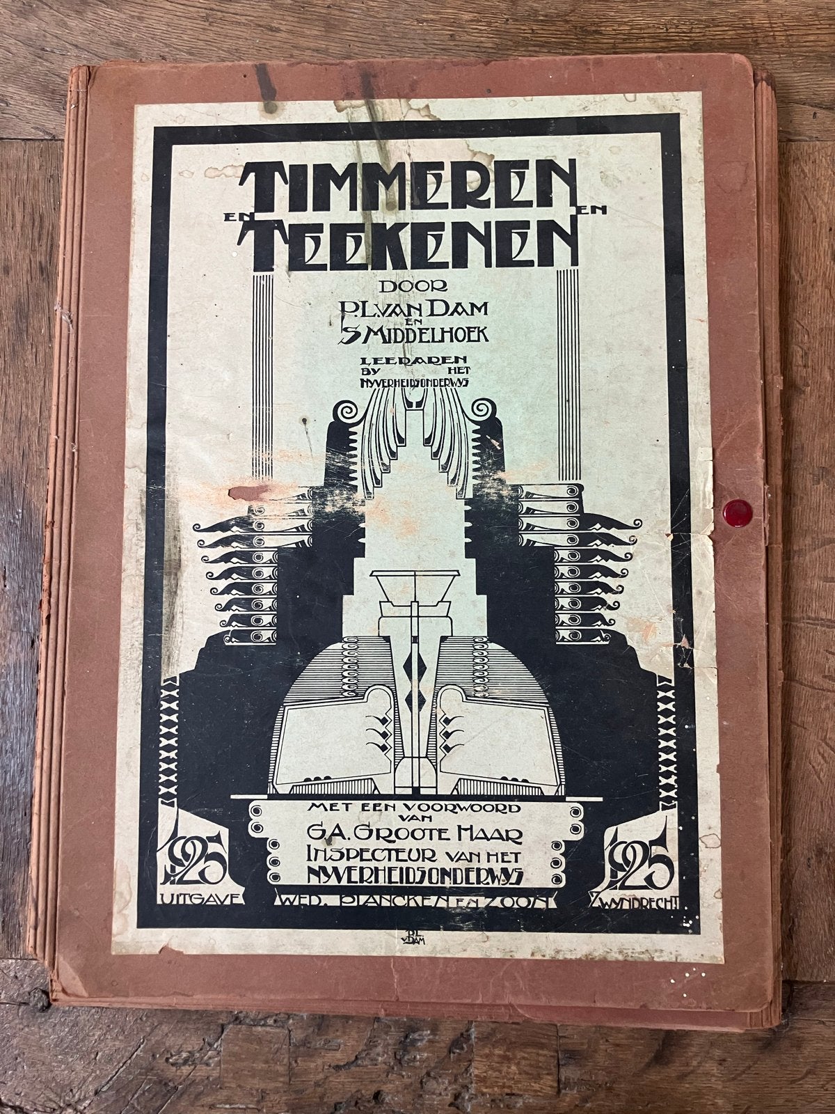 Antieke map bouwtekeningen; Timmeren en Teekenen, 1925, Ophalen of Verzenden