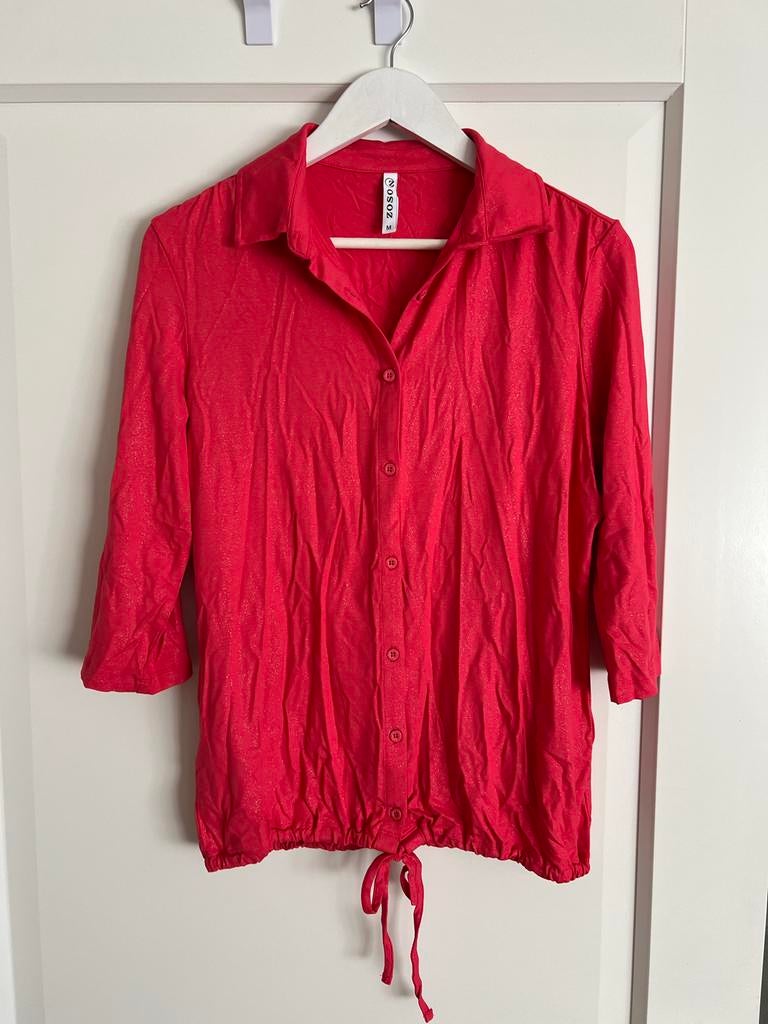 ZOSO Rode Blouse Maat M met Glitters en Strikdetail, Verzenden, Zo goed als nieuw, Maat 38/40 (M), Rood