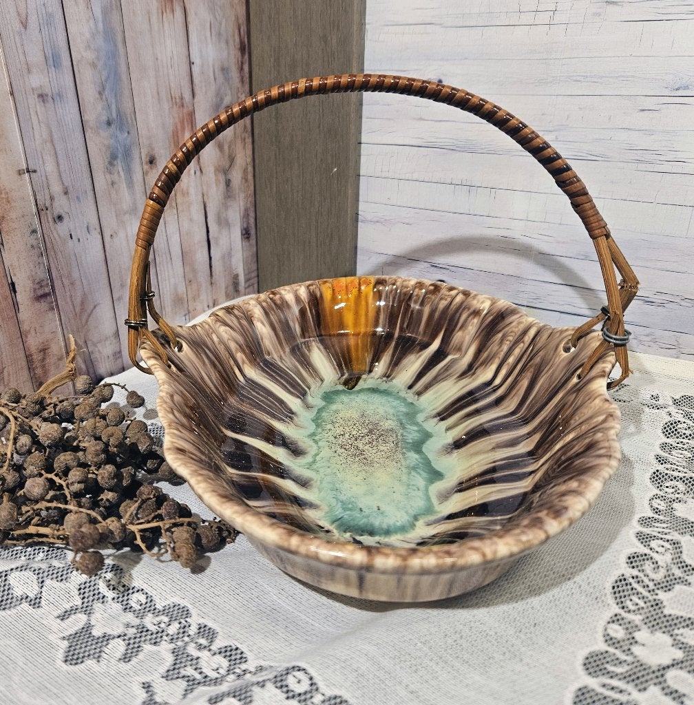 Vintage West Germany keramiek mandje/schaaltje met hengsel, Antiek en Kunst, Ophalen of Verzenden