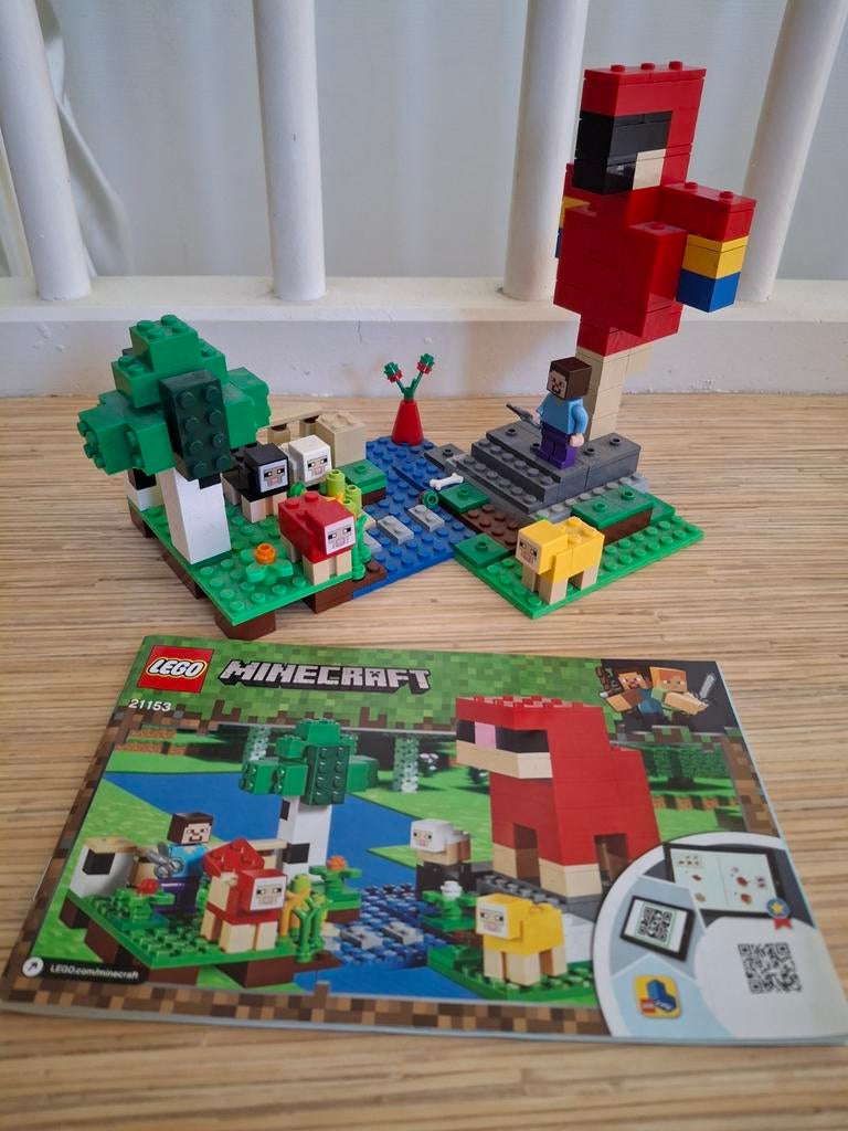 Lego Minecraft 21153 Wool Farm compleet met boekje, Minecraft, Lego, Ophalen of Verzenden, Zo goed als nieuw