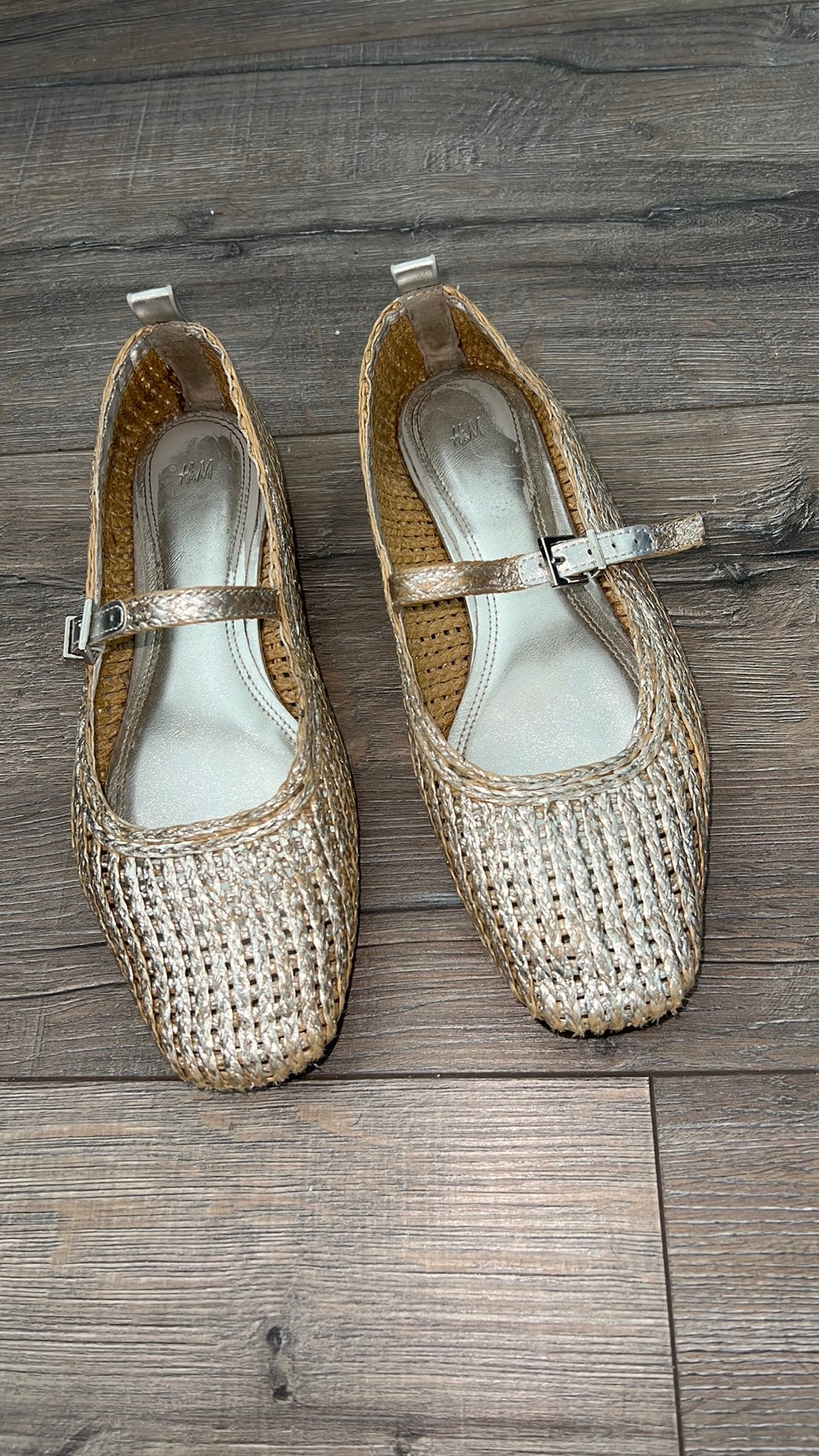H&M Ballerina Raffia metallic, Ophalen of Verzenden, Zo goed als nieuw
