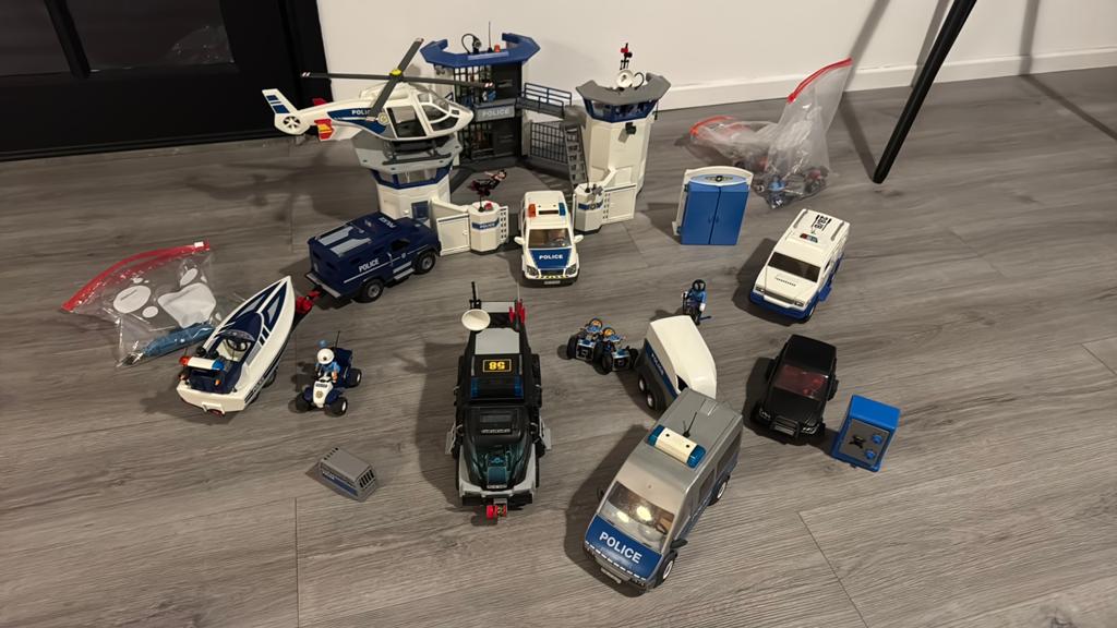 Playmobil Politie Set: Bureau, Voertuigen & Helikopter, Kinderen en Baby's, Speelgoed | Playmobil, Gebruikt, Complete set, Ophalen