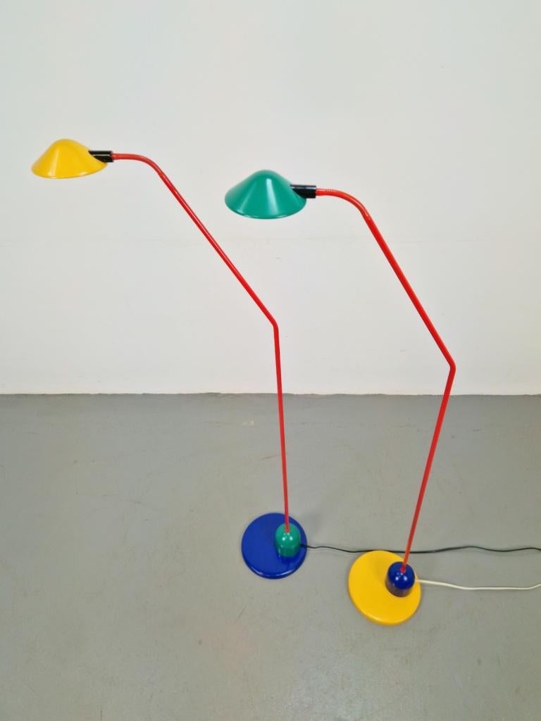 Set 2 Vintage Happylight vloerlamp in Memphis-stijl ‘80, N, 100 tot 150 cm, Memphis style vintage, Ophalen of Verzenden