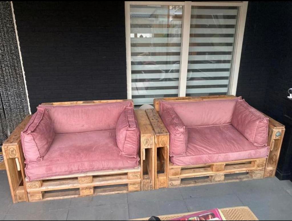 2L Home & Garden palletkussens oud roze, Ophalen, Gebruikt, Loungeset, Bank