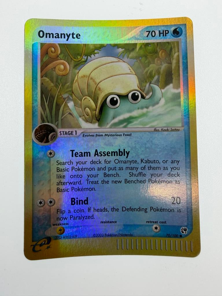 Omanyte Pokémon Kaart 70 HP - Foil (2003), Ophalen of Verzenden, Gebruikt, Losse kaart, Foil