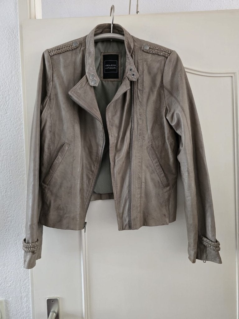 @ Stijlvol leren jasje van Double Check, maat L, Kleding | Dames, Maat 42/44 (L), Ophalen of Verzenden, Jasje, Grijs