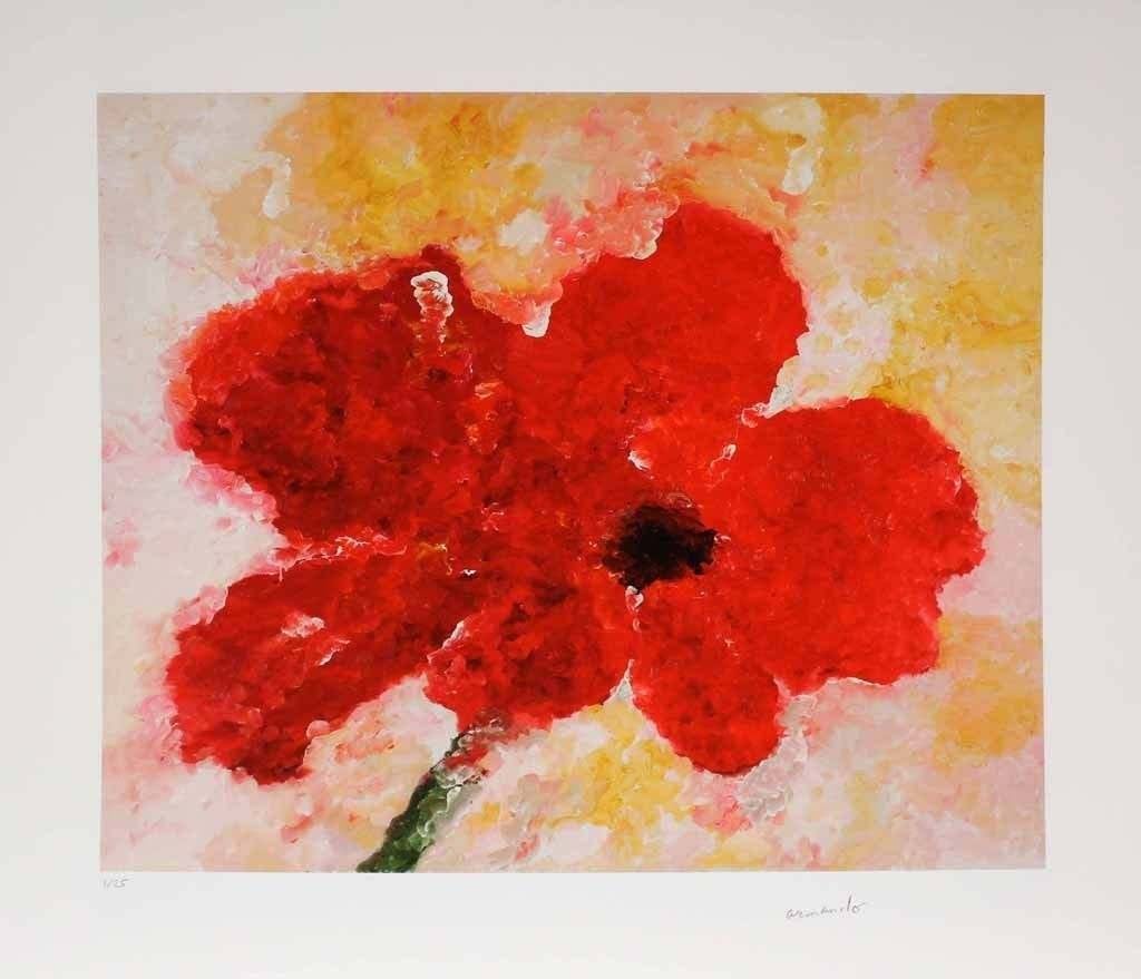 Armando A'dam(1929) Giclee Papier "Bloem rood/geel " Ges Gen, Antiek en Kunst, Kunst | Litho's en Zeefdrukken, Giclee, Genummerd