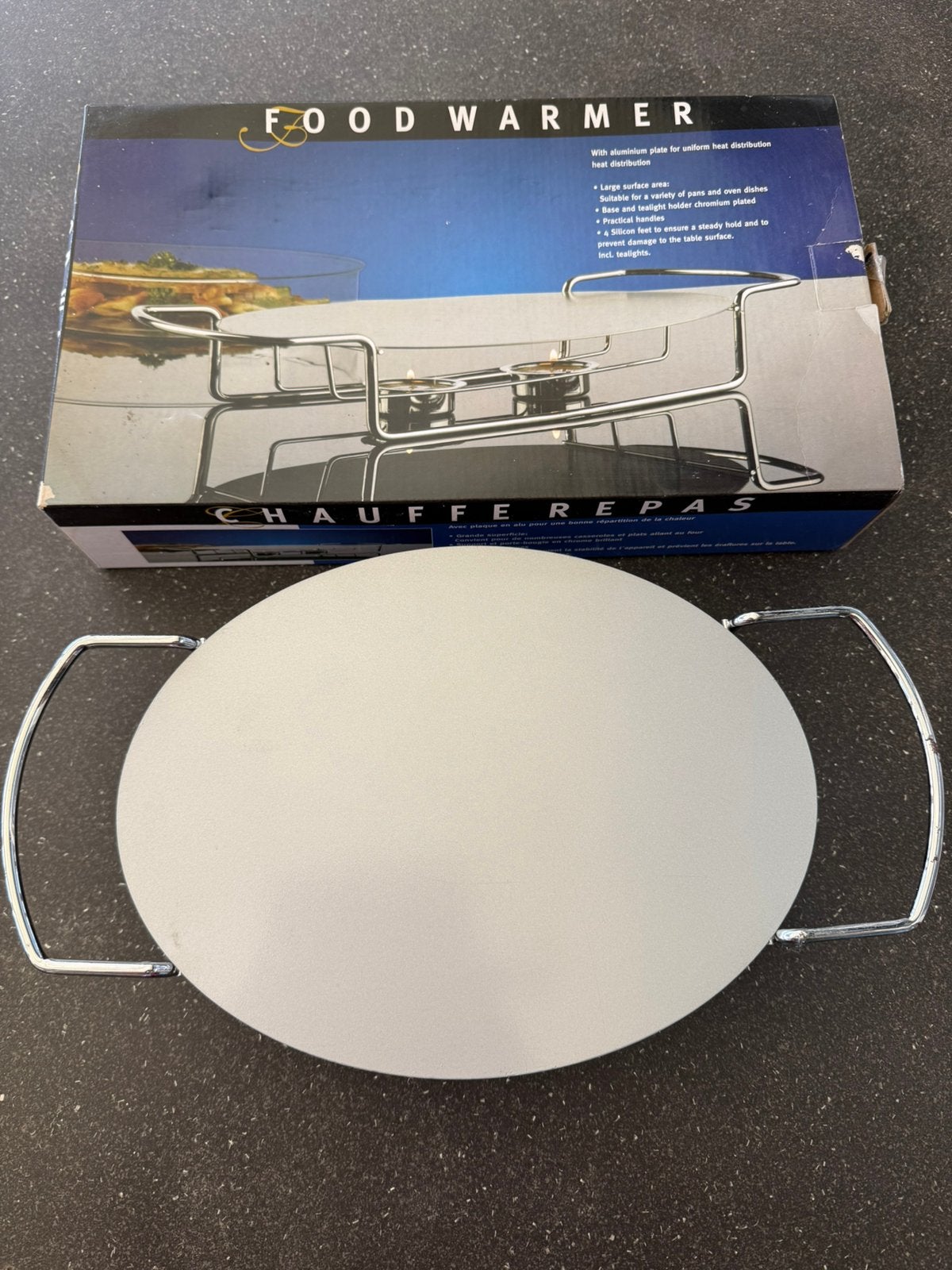 Foodwarmer met aluminium plaat: 29x22 cm, Ophalen of Verzenden, Zo goed als nieuw