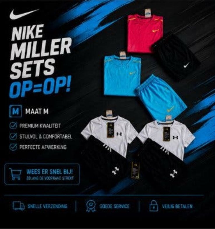 Nike miller sets verschillende kleuren, Nieuw, Ophalen of Verzenden, Algemeen, Meerkleurig