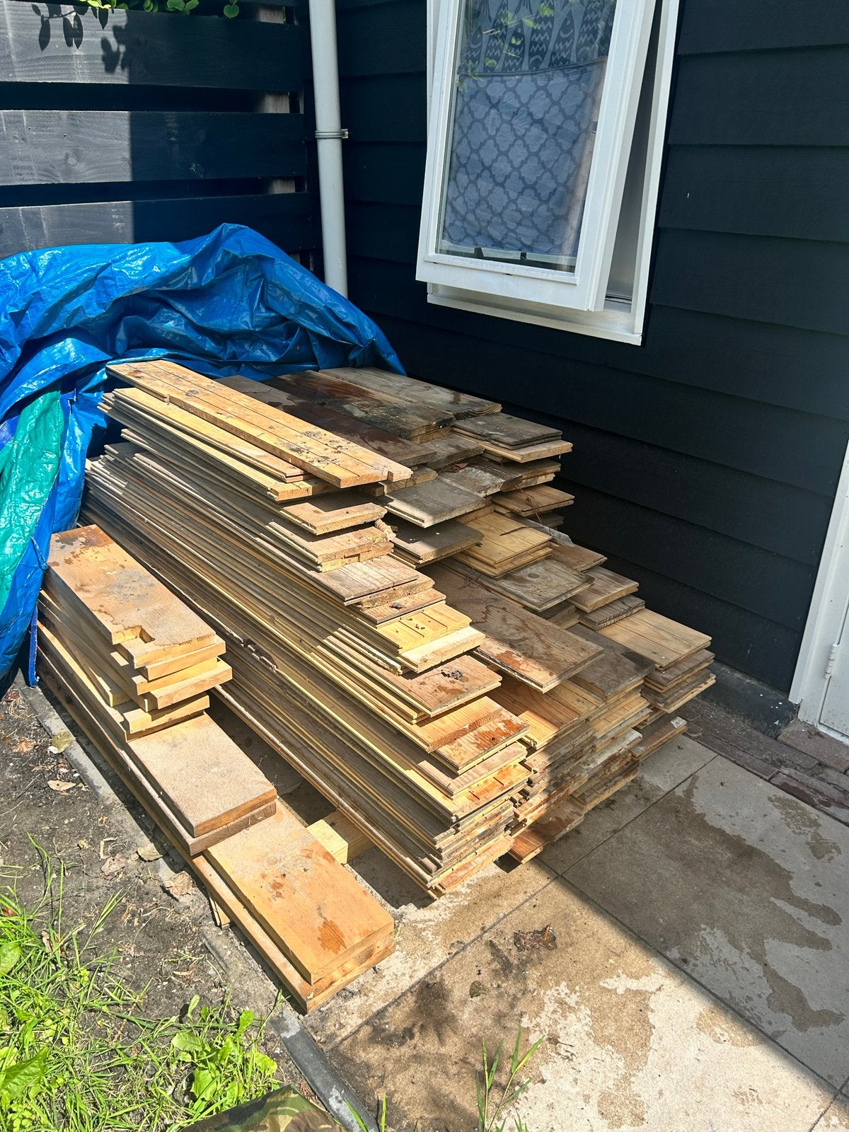 Houten vloerdelen, Doe-het-zelf en Verbouw, Hout en Planken, Ophalen, Gebruikt, Minder dan 25 mm, Plank