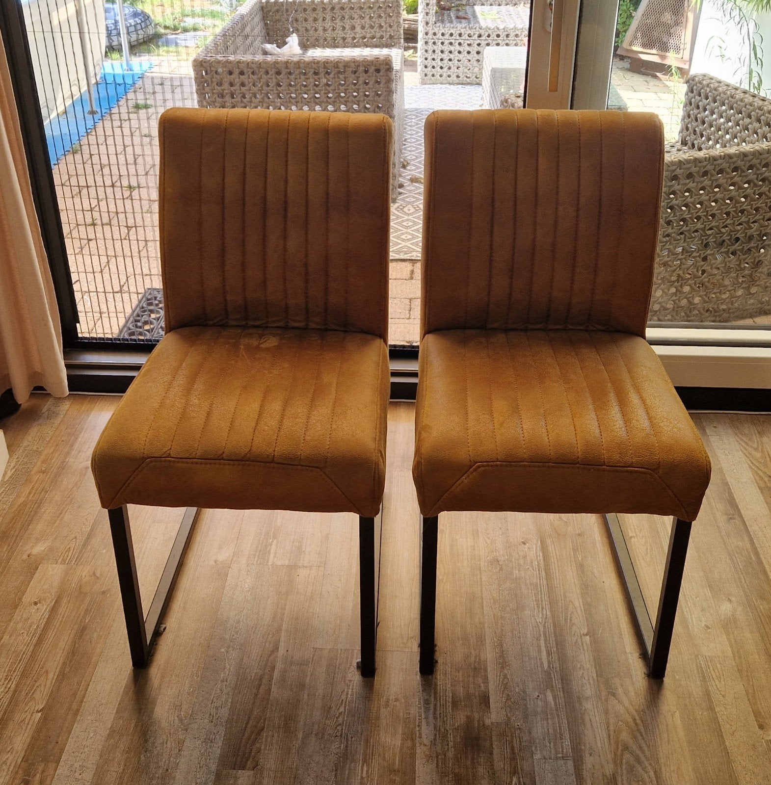 4 Cognac Kleurige Stoelen, Ophalen, Gebruikt, Bruin, Metaal
