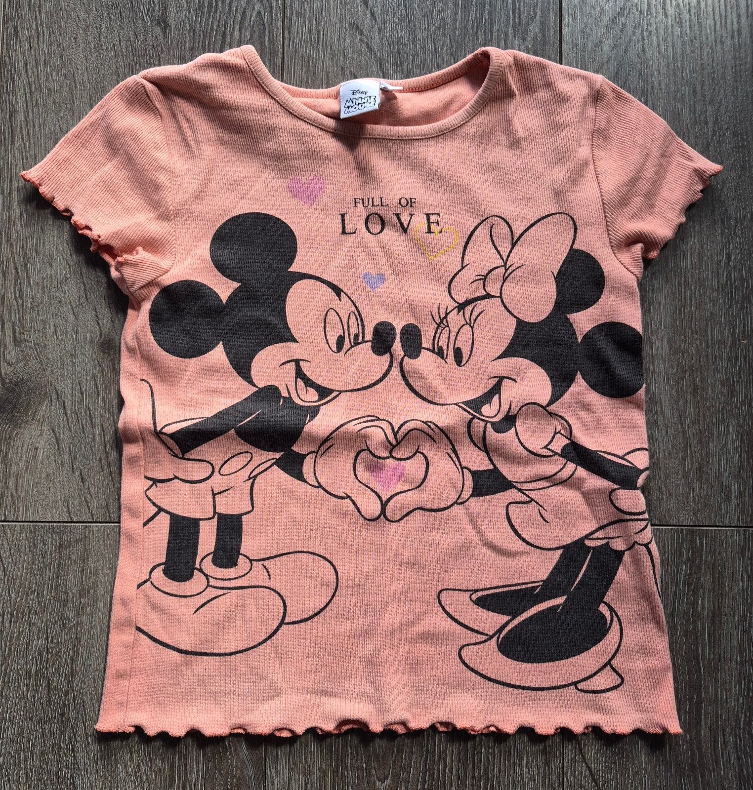 leuk shirt Mickey & Minnie 128/134, Meisje, Ophalen of Verzenden, Zo goed als nieuw, Shirt of Longsleeve