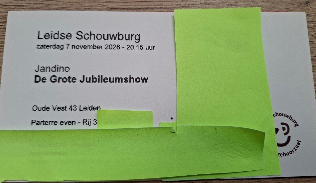 2 kaarten Jandino de grote jubileumshow 7-10-26, Tickets en Kaartjes, Twee personen, Oktober