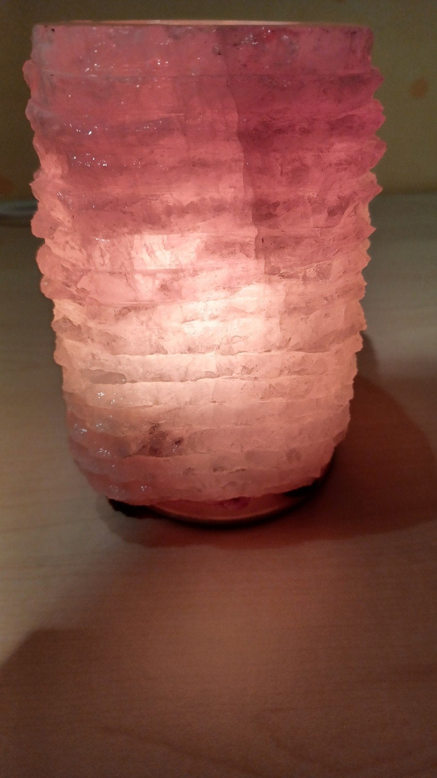 Sfeervolle Rozenkwarts Lamp - Natuurlijke Kristalverlichting, Ophalen of Verzenden, Zo goed als nieuw, Boho, Spiritueel, Natuurlijk
