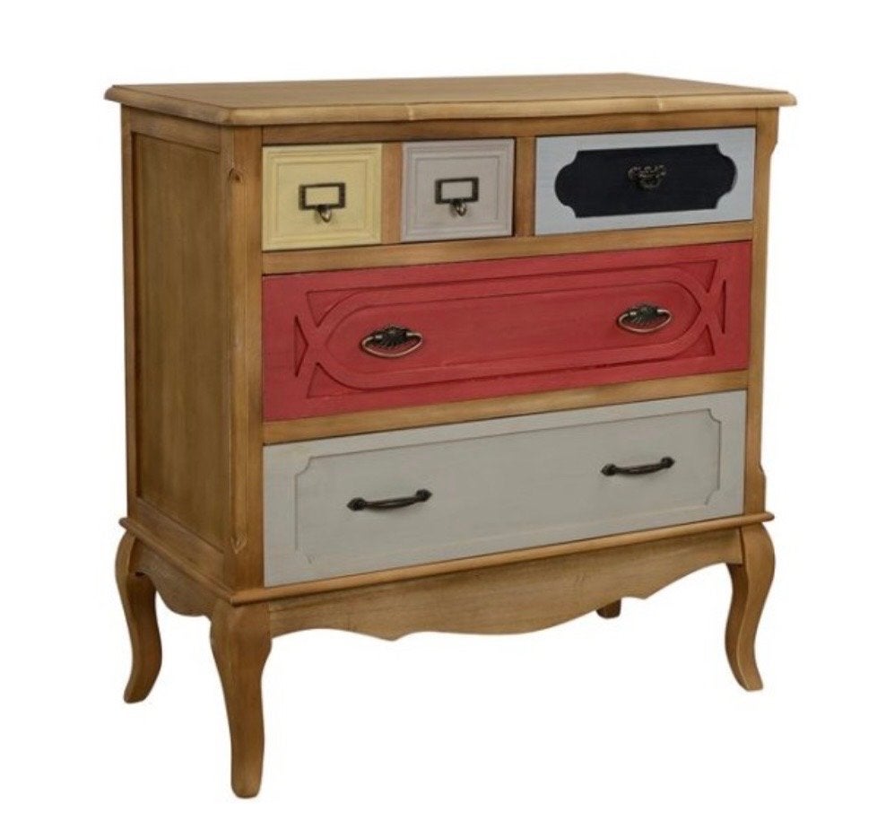Gaston HM7040 ladenkast - Brocante stijl met Queen Ann-poten, Ophalen, Gebruikt, 5 laden of meer, 50 tot 100 cm