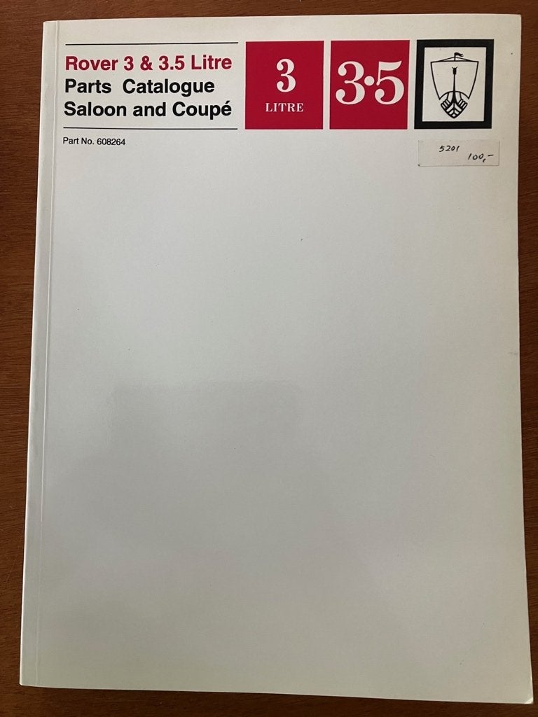 Rover 3 & 3.5 Litre - Parts Catalogue - Saloon and Coupé, Verzenden