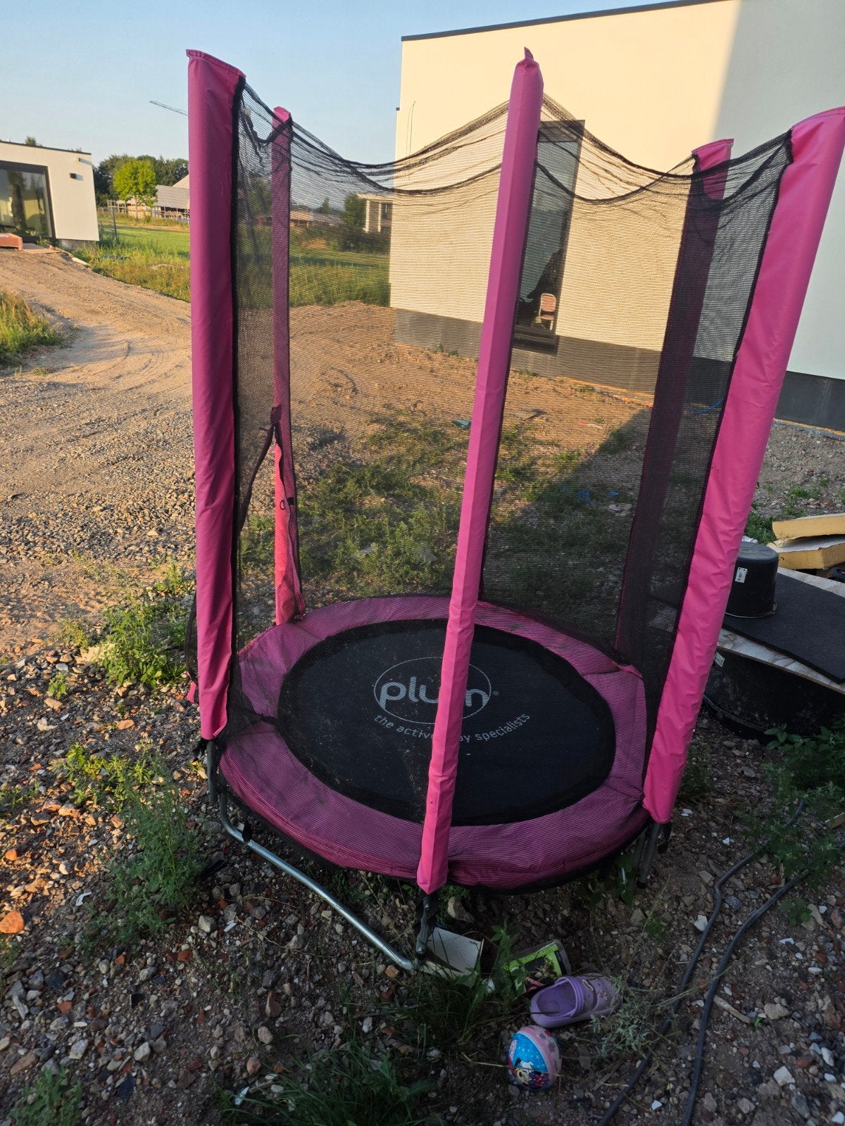 Roze Plum Trampoline met Veiligheidsnet, Kinderen en Baby's, Ophalen of Verzenden, Gebruikt