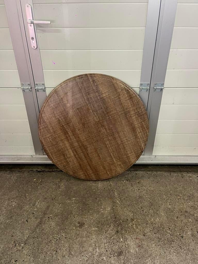 12 stuks Tafelbladen Werzalit Houtlook rond 80 cm, Ophalen, Zo goed als nieuw
