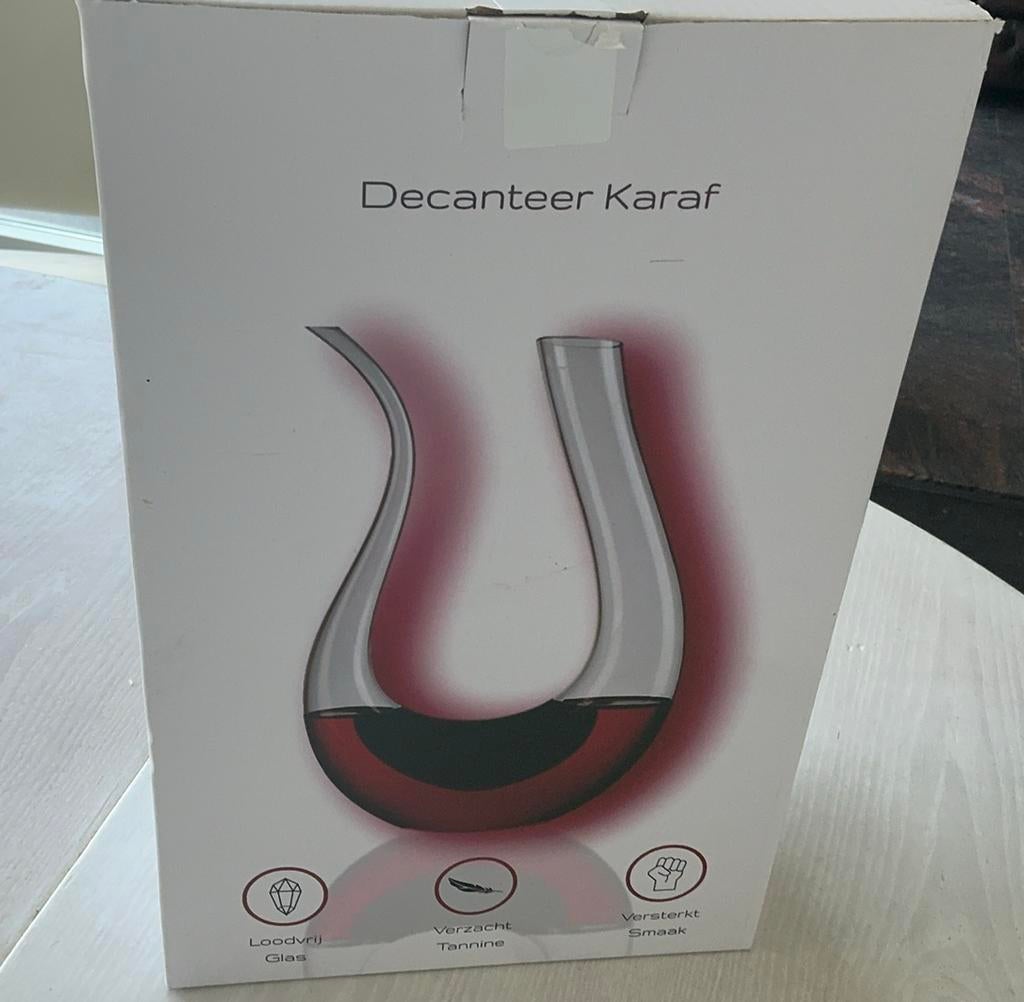 Glazen Decanteer Karaf 1.5L - Elegante Wijn  Accessoires, Ophalen of Verzenden, Zo goed als nieuw