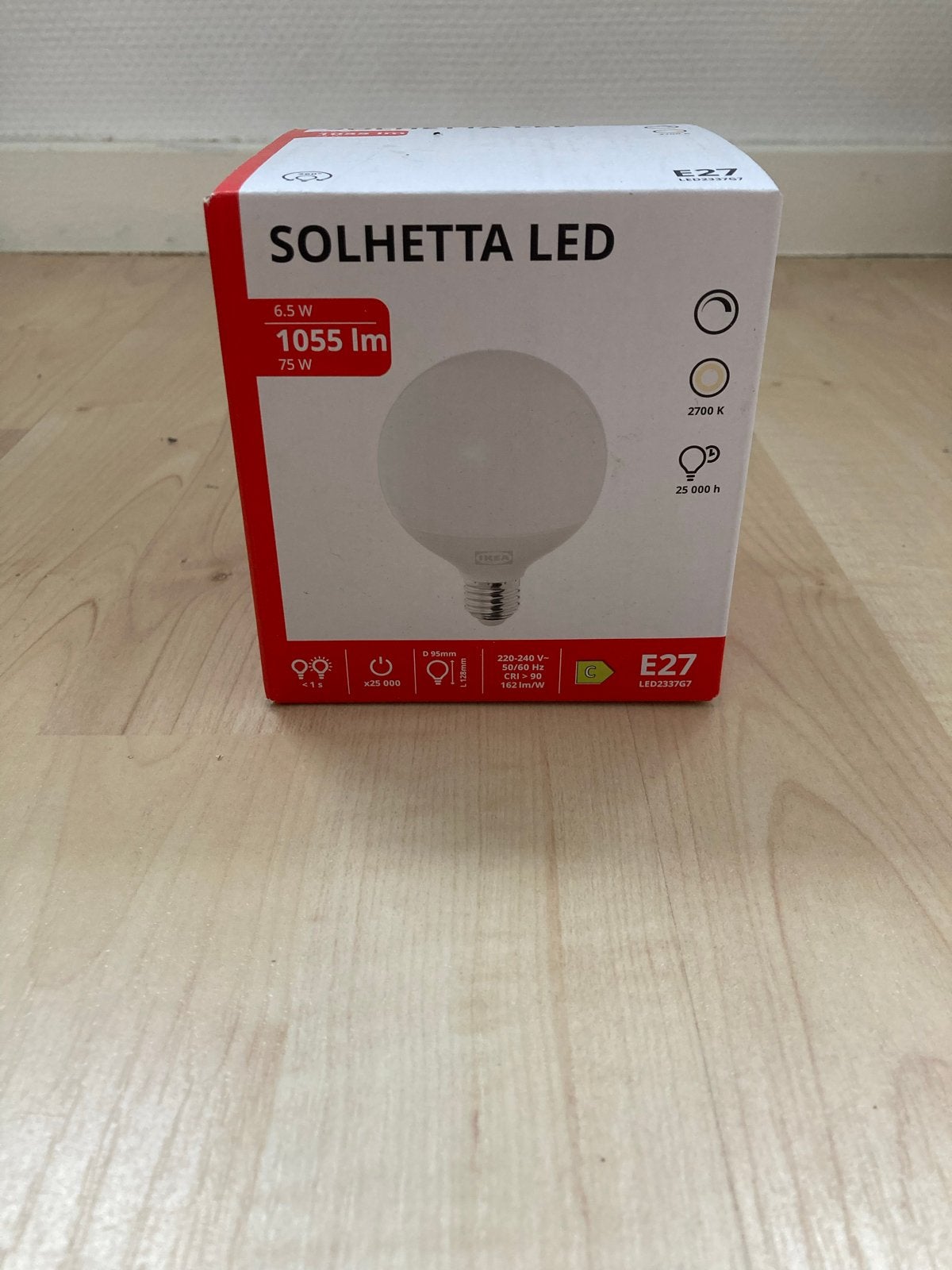 IKEA SOLHETTA LED E27 Lamp 6.5W 1055lm 2700K, Wit, Kunststof, Nieuw, Modern