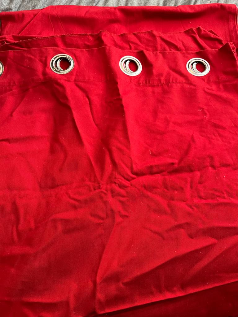 2 Rode Gordijnen van Ikea met ringen, Gebruikt, 100 tot 150 cm, 200 cm of meer, Ophalen of Verzenden