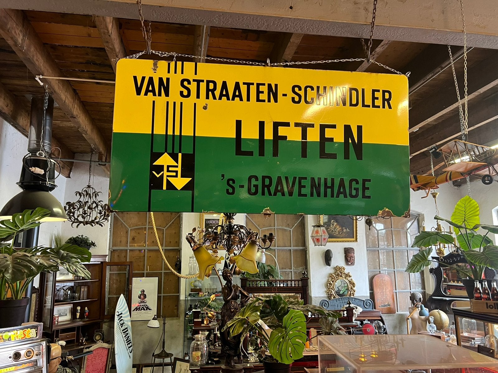 Mega emaille bord, uniek Den Haag Schindler 150 cm, Ophalen, Reclamebord, Gebruikt, Nvt
