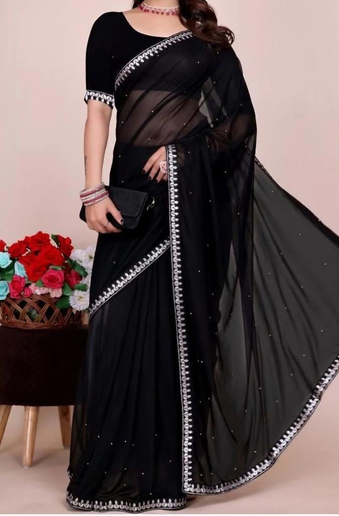 saree/sari, Maat 38/40 (M), Overige typen, Zwart, Nieuw