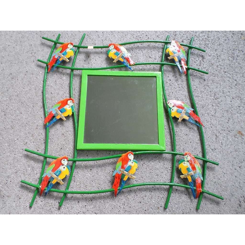 Spiegel met papegaaien (gekocht Aruba) metaal frame nieuw y8, Minder dan 50 cm, Nieuw, Ophalen of Verzenden, Minder dan 100 cm