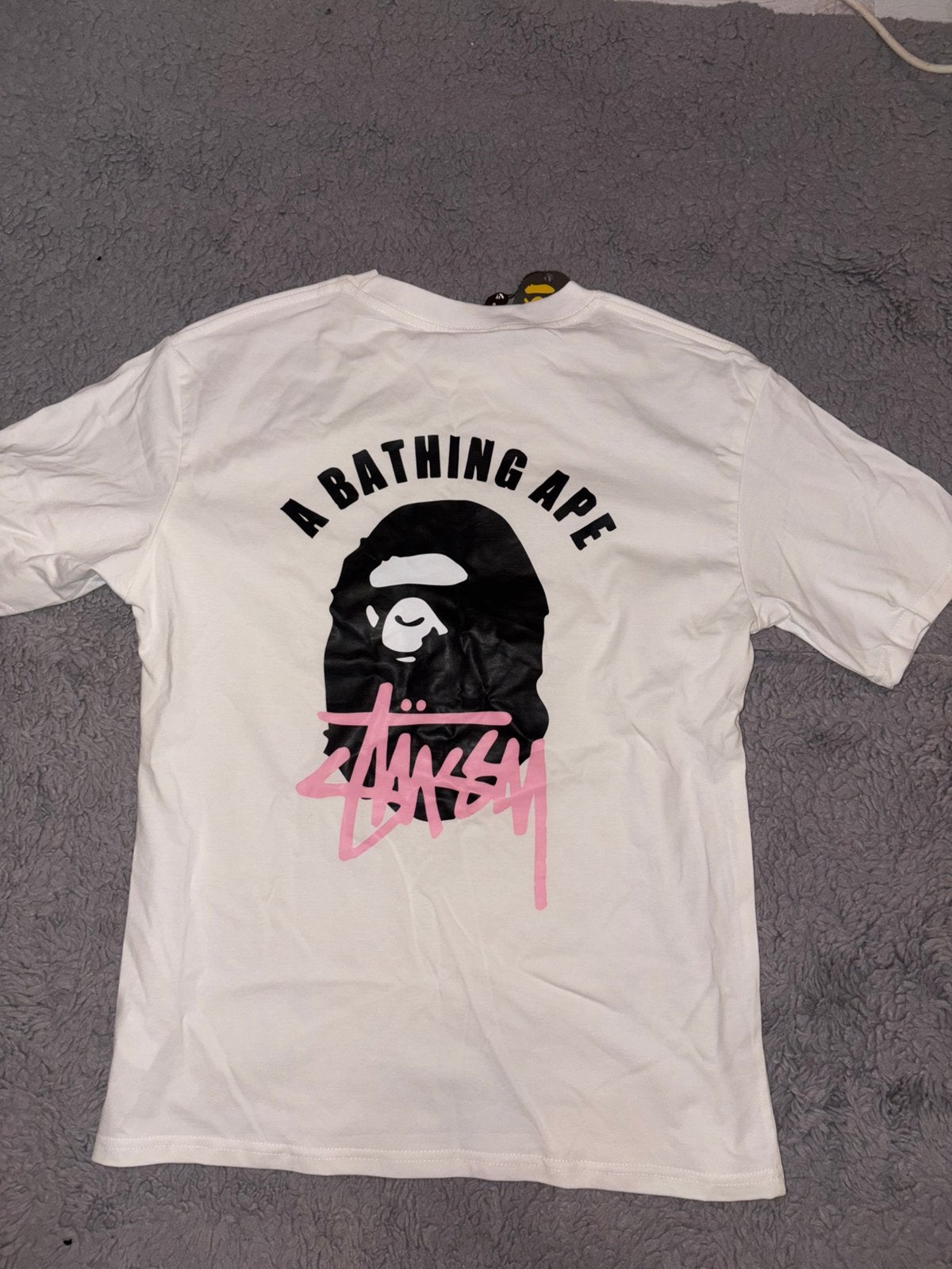 Bape x stussy shirt, Ophalen of Verzenden, Zo goed als nieuw, Maat 46 (S) of kleiner, Wit