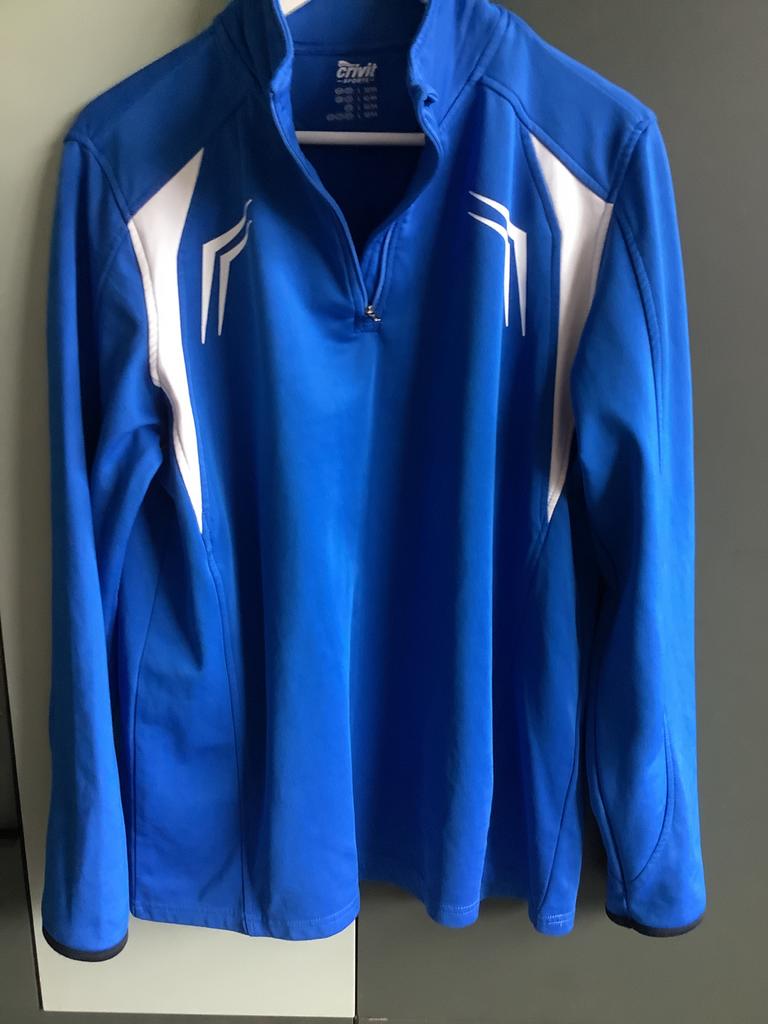 Crivit sportshirt blauw met witte accenten, Kleding | Heren, Sportkleding, Maat 52/54 (L), Blauw, Ophalen of Verzenden, Zo goed als nieuw