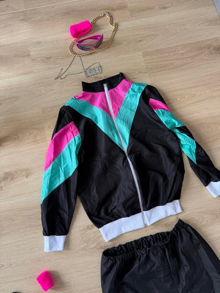 80's Party Outfit - Trainingspak met Accessoires, Ophalen of Verzenden, Zo goed als nieuw, Meisje