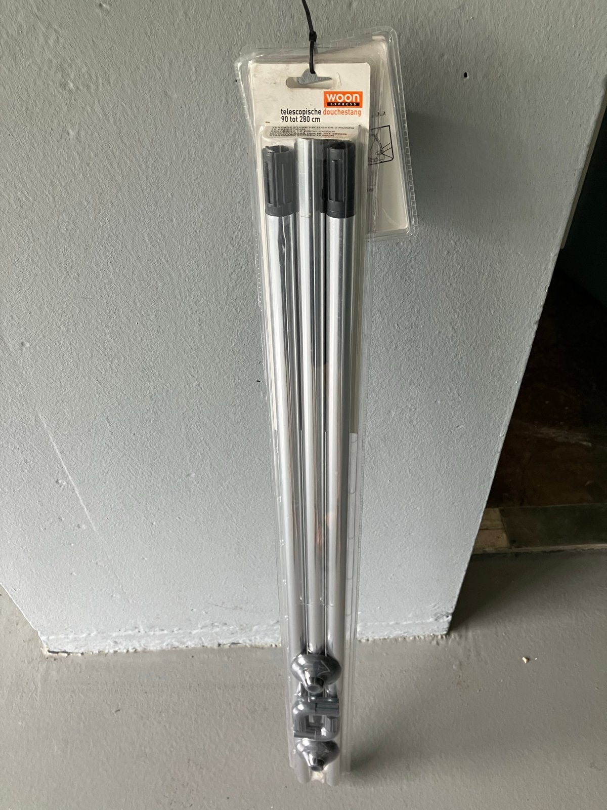 Telescopische douchestang 90-280 cm met douchegordijnringen, Huis en Inrichting, Ophalen, Minder dan 50 cm, 200 cm of meer, Nieuw