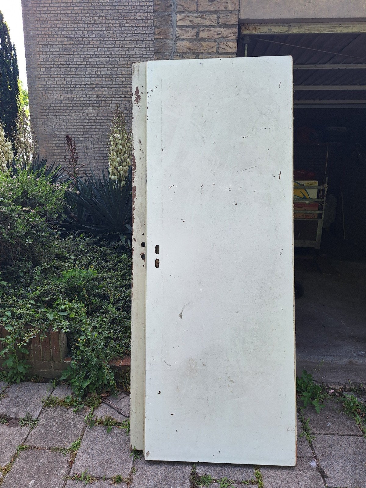 Twee opdek deuren  met schade, Doe-het-zelf en Verbouw, Deuren en Horren, Ophalen of Verzenden, Binnendeur, 200 tot 215 cm