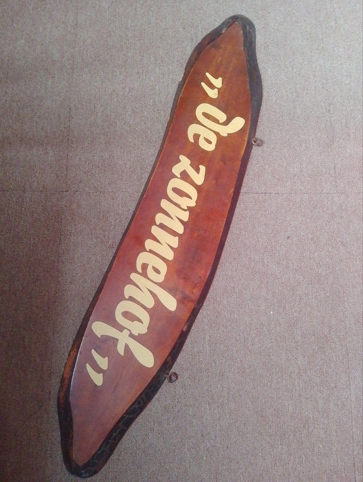 Houten uithangbord "De Zonnehof" - Vintage decoratie, Ophalen, Gebruikt