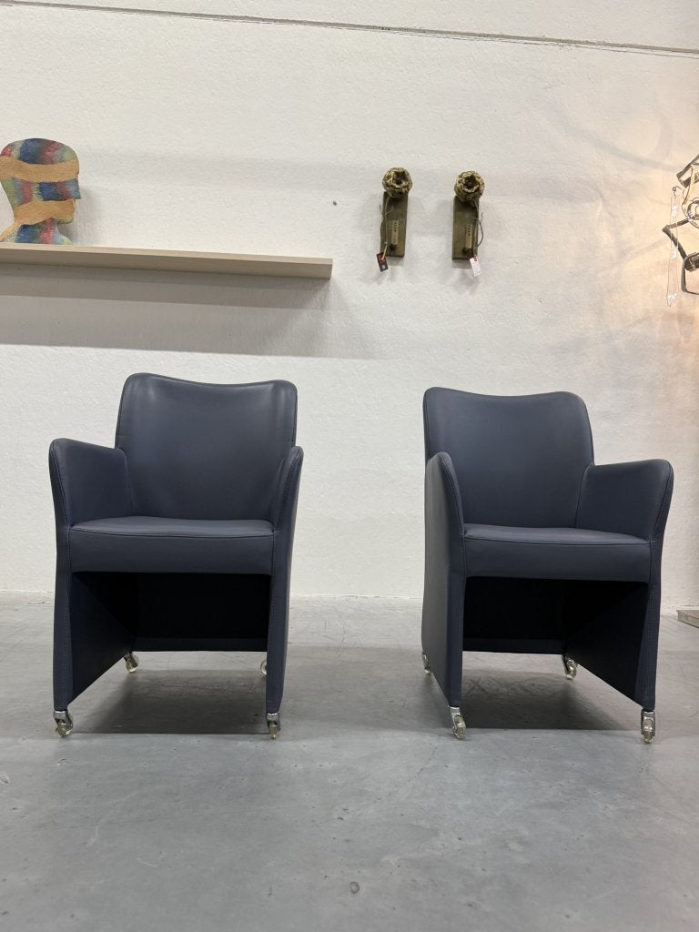 2 Nieuw Bert Plantagie Lambada Stoelen blauw leer stoel, Twee, Blauw, Nieuw, Leer