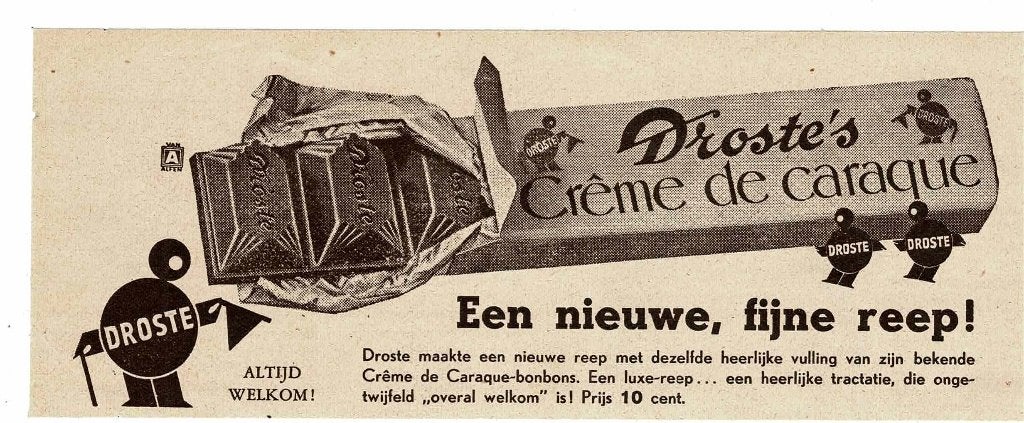Een nieuwe, fijne reep ! DROSTE's Creme de Caraque 10ct 1936, Verzenden, Zo goed als nieuw, Overige typen