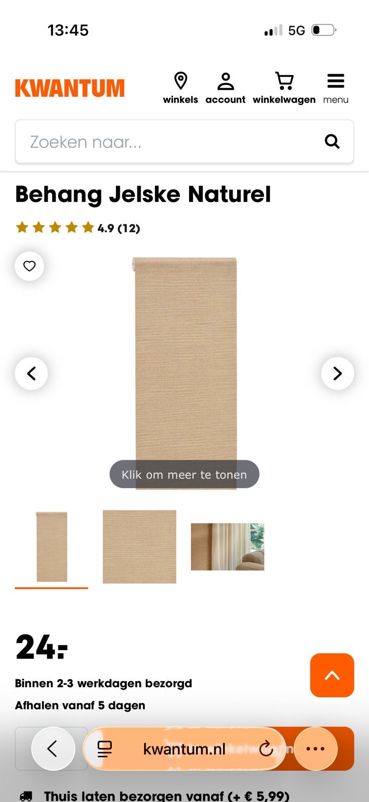 Behang kwantum, Kwantum, Ophalen, Zo goed als nieuw