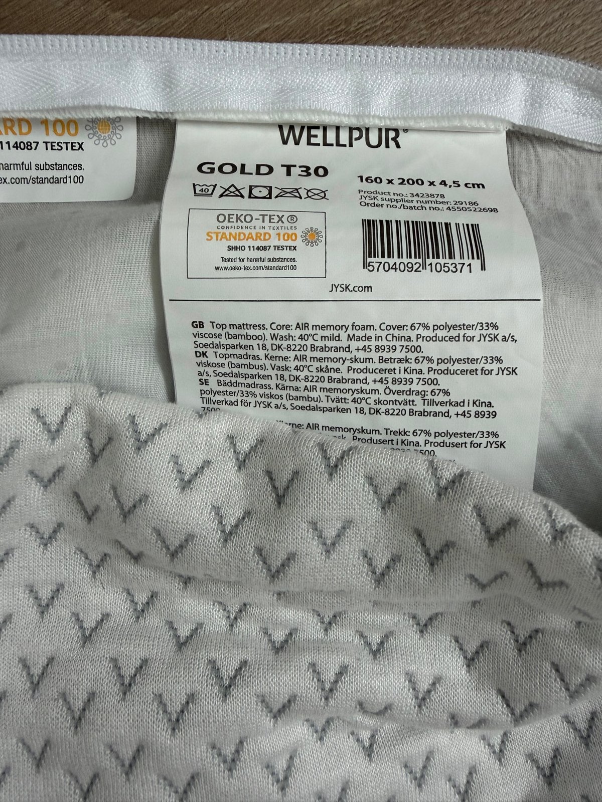 WELLPUR GOLD T30 Topmatras 160x200 cm, Huis en Inrichting, Ophalen, Tweepersoons, Zo goed als nieuw, Matras