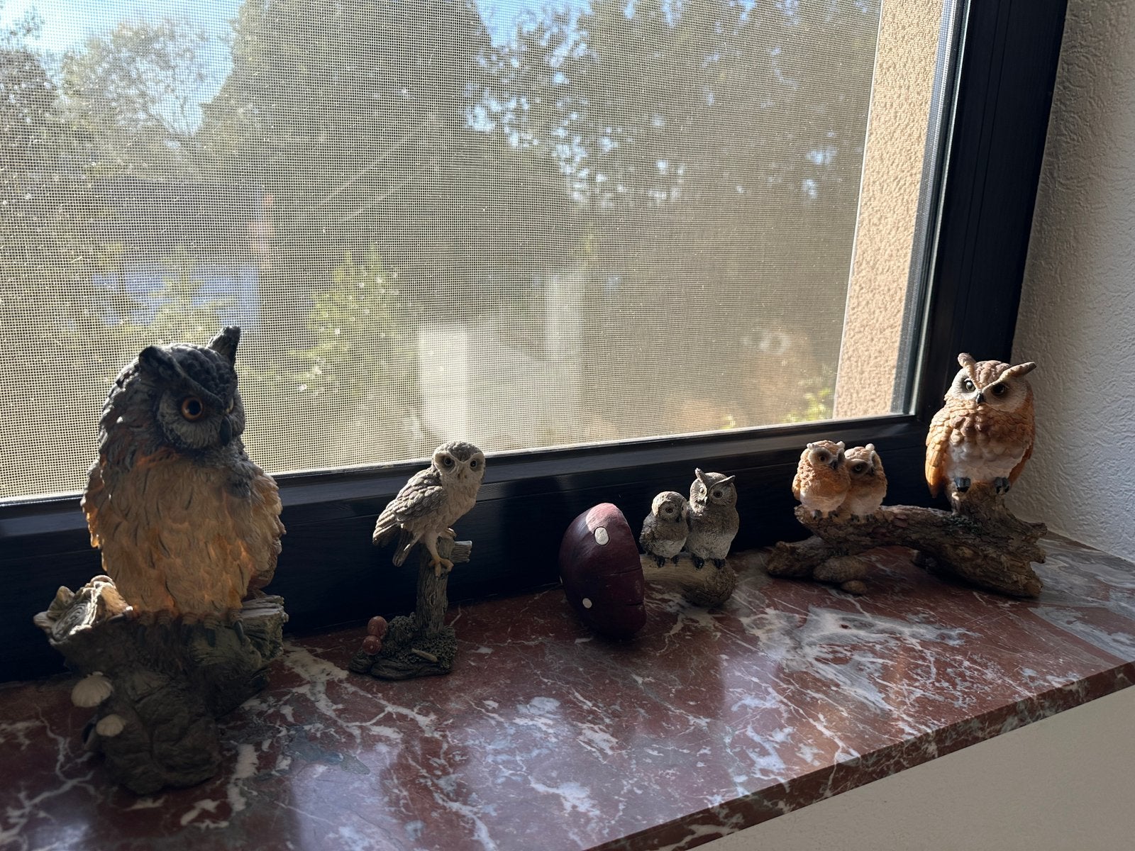 Familie uilen stenen beeldjes decoratie, Ophalen of Verzenden, Zo goed als nieuw, Dier