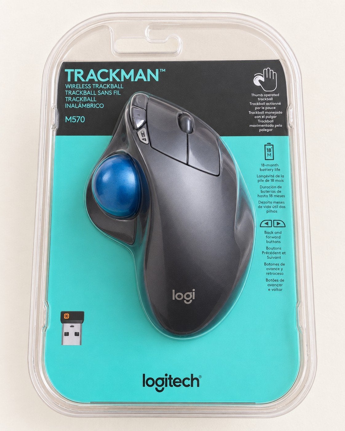 Logitech Trackman M570 Draadloze Trackball Muis Nieuw, Computers en Software, Muis, Ergonomisch, Logitech, Nieuw