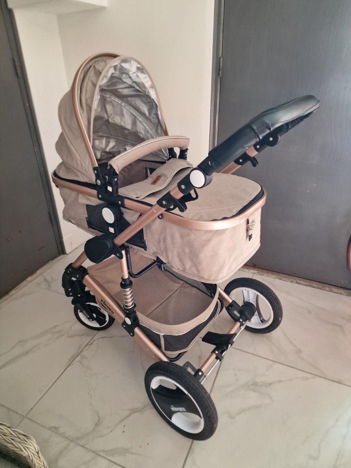 Kiduku kinderwagen, Gebruikt, Verstelbare duwstang, Combiwagen, Ophalen