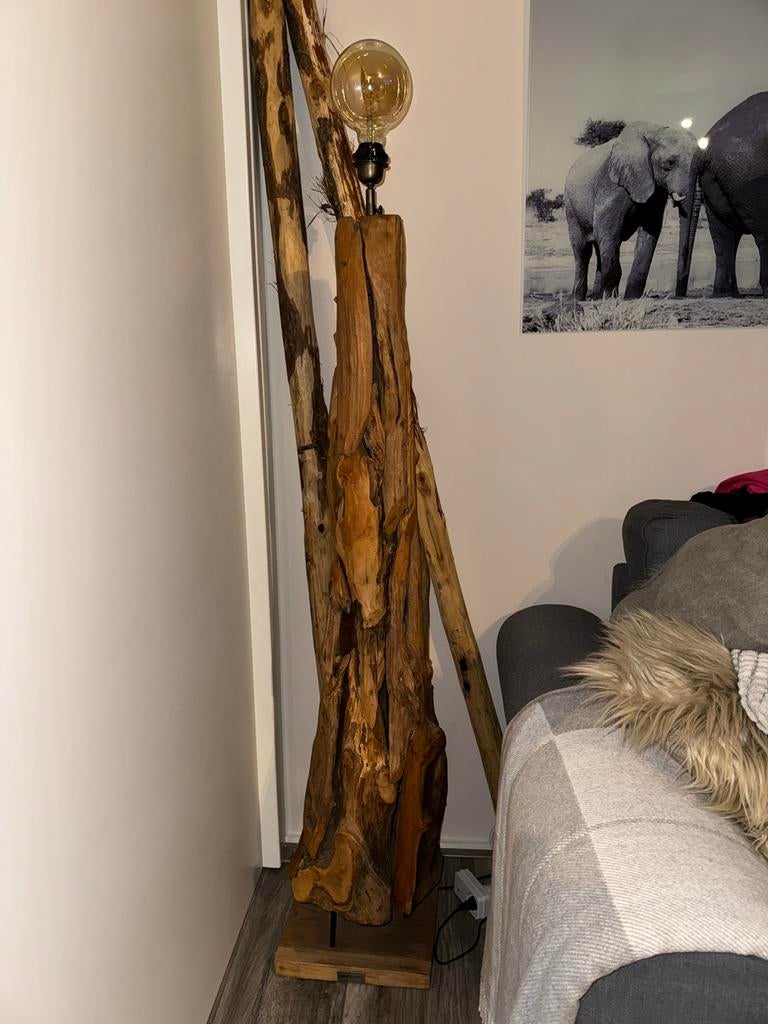 Houten staande lamp - perfect onderhouden, Ophalen, Alles, Zo goed als nieuw, 150 tot 200 cm