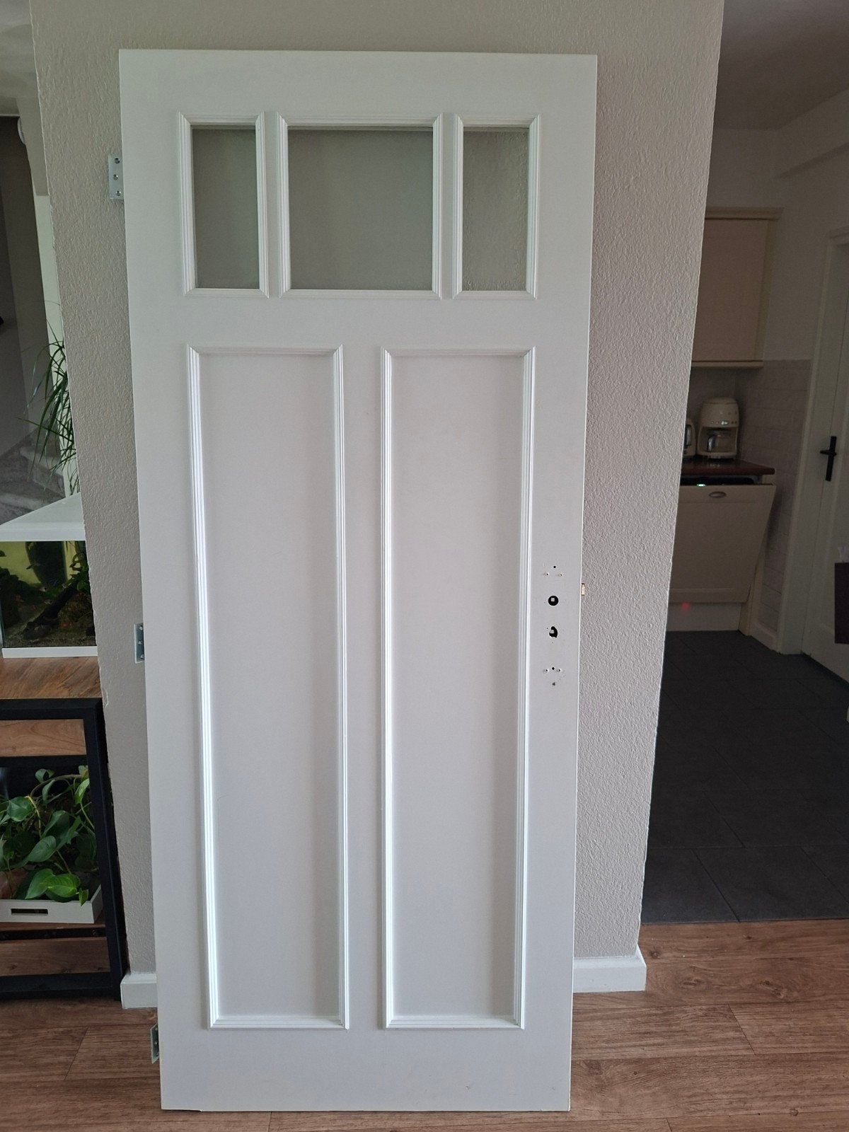 massief houten binnendeur met glas, Ophalen, Gebruikt, 80 tot 100 cm, Binnendeur