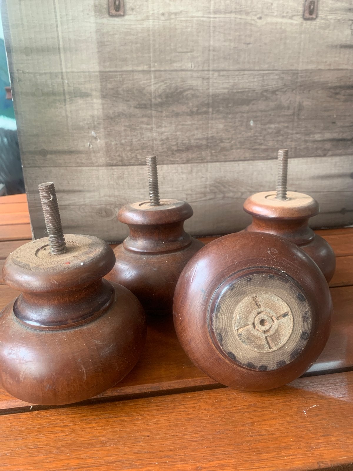 4 Houten Klossen met Schroefdraad voor Kast Restauratie, Ophalen of Verzenden