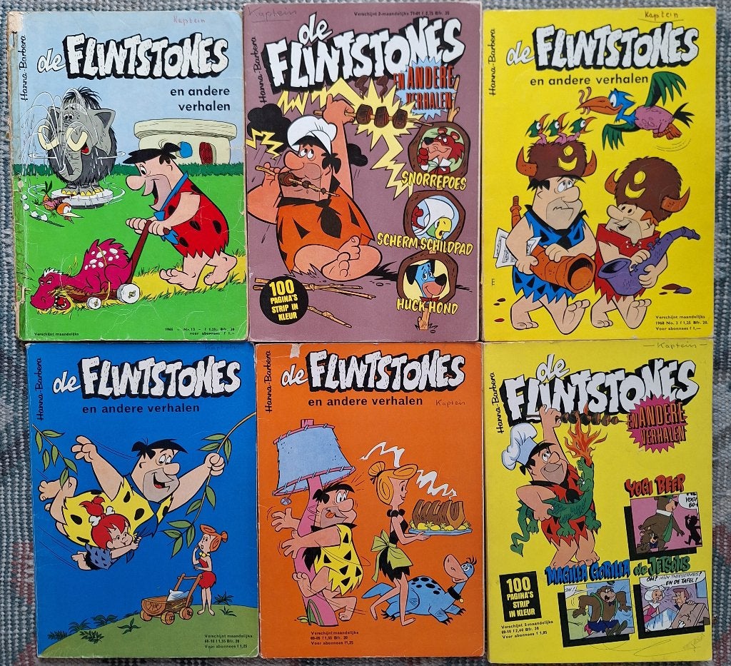 Fred Flintstones 6 strips 1965-1970, Ophalen of Verzenden, Overige figuren, Gebruikt, Boek of Spel