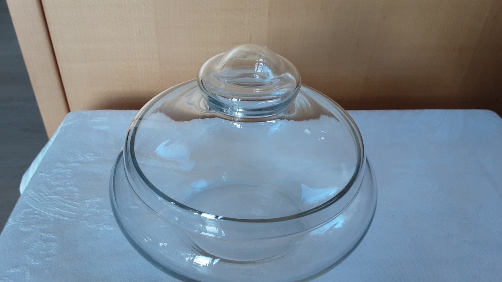 Leerdam bonbondoos, transparant glas., Ophalen of Verzenden
