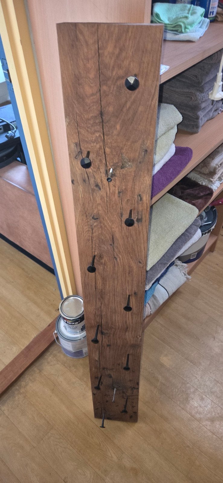 Unieke kapstok van oude spoorwegbiels met gesmede nagels, Gebruikt, 100 tot 150 cm, Hout, Ophalen
